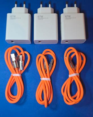 Set di 3 Caricatori Rapidi 67w + 3 Cavi USB-C