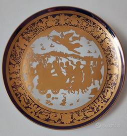 Piatto rotella da parata1563 oro 24k inciso acquaf
