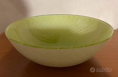 Grande ciotola Kosta Boda verde chiaro e bianco