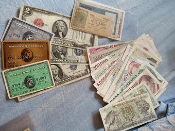 Dollari,Banconote Lire,American Express Vintage e