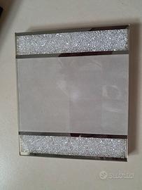 cornice portafoto Swarovski in metallo argentato 