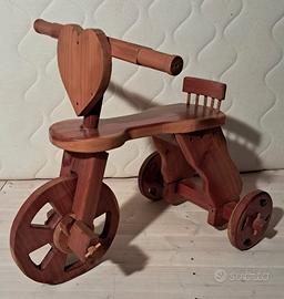 Triciclo Vintage in Legno Massiccio - Decorativo /