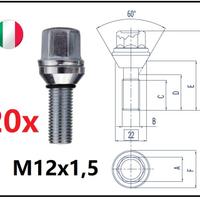 20 bulloni flottanti variazione interasse m12x1,5