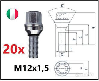 20 bulloni flottanti variazione interasse m12x1,5