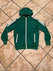 🟢Giacchetto felpato verde con cappuccio e zip
