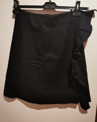 Gonna nera Benetton di lana con volant laterale