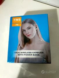 Auricolari Bluetooth TWS F9 con Power Bank e Displ