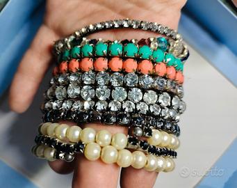 Set braccialetti con perle pietre brillanti