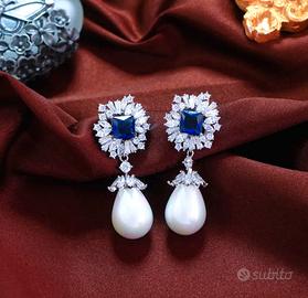 Orecchini eleganti zirconi perla per donna 