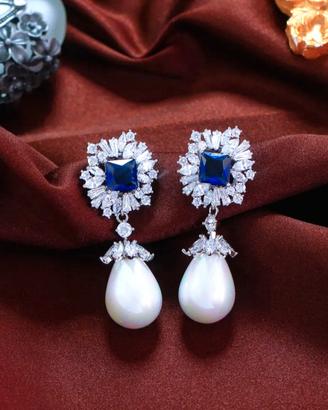 Orecchini eleganti zirconi perla per donna 