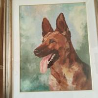 quadro con cornice tempera con cane lipo