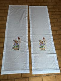 Coppia di tende a vetro, tessuto misto lino