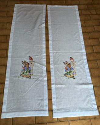 Coppia di tende a vetro, tessuto misto lino