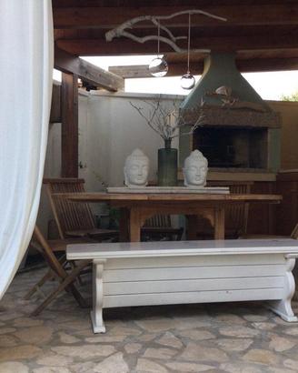 Cassapanca in legno massello bianca