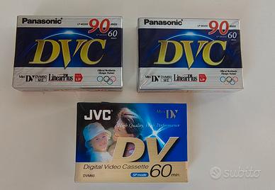 3 MiniDV nuove Panasonic 90min + JVC 60min