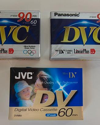 3 MiniDV nuove Panasonic 90min + JVC 60min