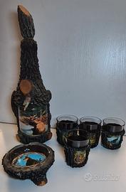 set bottiglia bicchieri e portacenere 