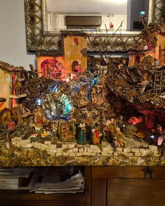 presepio con illuminazione e statuine