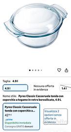 Pentole e recipienti in Pyrex e vari