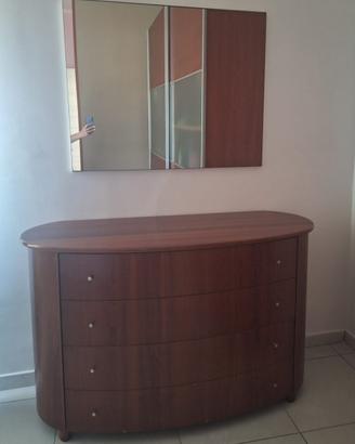 Como Curvo Legno 4 Cassetti + Specchio Parete