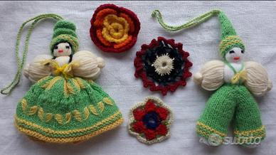 VECCHIE BAMBOLE E CENTRINI RICAMATI A MANO VINTAGE