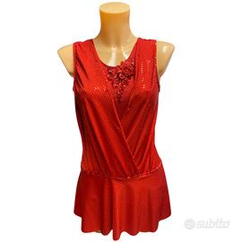 Body pattinaggio gara rosso ragazza