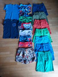 7 Calzoncini corti + 2 t-shirt + 8 costumi T. 7-10