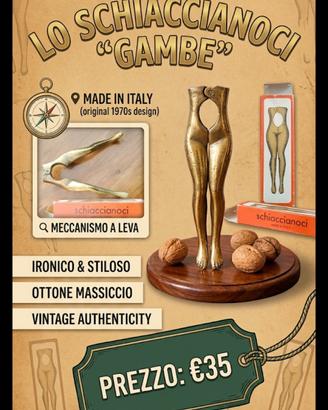 Schiaccianoci di design "Gambe" Ottone - Vintage M
