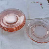 6 piattini in vetro rosa