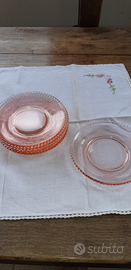 6 piattini in vetro rosa