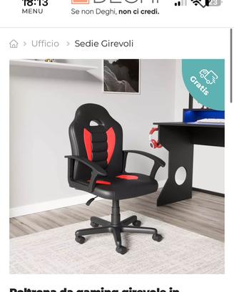 Sedia gaming rossa e nera denghi