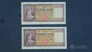 500 Lire 1947 coppia con sostitutiva W