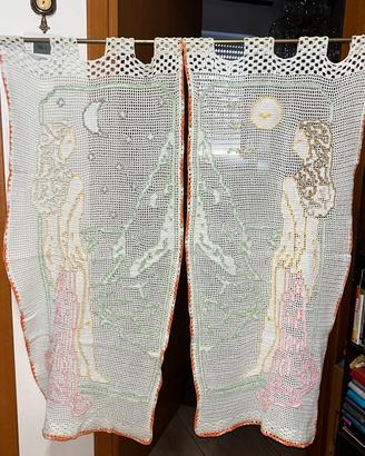 Coppia tende uncinetto stile Art Nouveau