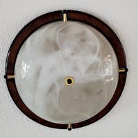 Plafoniera lampada vetro di murano-radica di noce