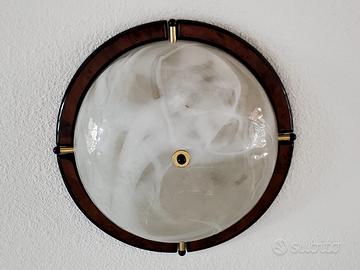 Plafoniera lampada vetro di murano-radica di noce