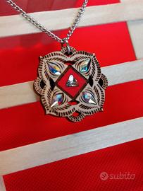 Ciondolo CHAKRA in legno di faggio e Swarovski®