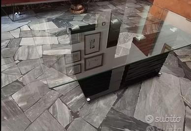 tavolino in vetro nero temperato