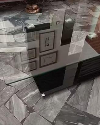 tavolino in vetro nero temperato