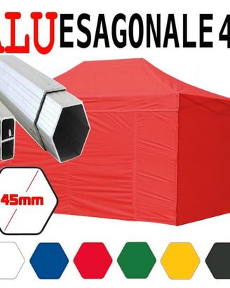 Gazebo 3x4,5 pieghevole rosso impermeabile eventi