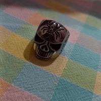 Anello teschio e ragno con ragnatele acciaio usato