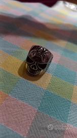 Anello teschio e ragno con ragnatele acciaio usato