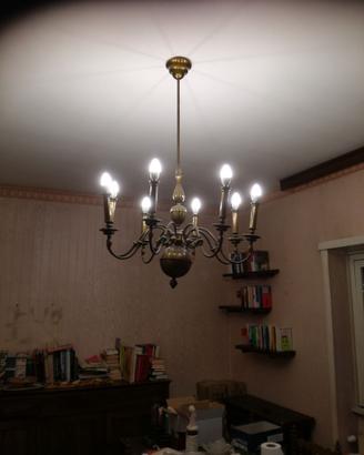 Lampadario ottone 8 fiamme
