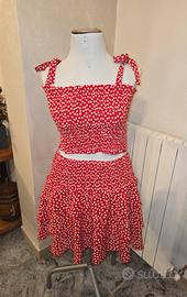 Completo gonna e top rossi L/XL cotone