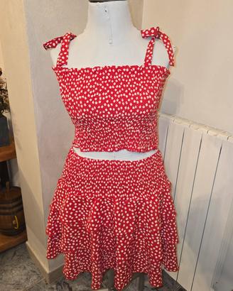 Completo gonna e top rossi L/XL cotone