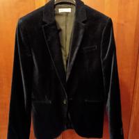 Giacca ragazzo in velluto blu scuro