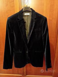 Giacca ragazzo in velluto blu scuro