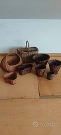 set cestini in vimini vintage 