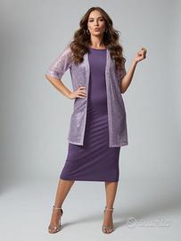 Completo viola tubino con blazer tg. 46
