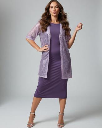 Completo viola tubino con blazer tg. 46