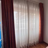 Tenda doppio strato crema e damascato arancione